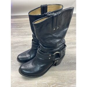 Frye Boots Carmen Harness Short Boots Women's 7.5 B Leather Western 3" Heel EUC